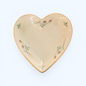 Vintage Lenox Rose Manor 24k Gold Trim Rose Bud Heart Shaped Trinket Dish